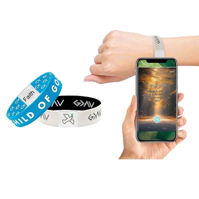 직물 스트레치 매일 성경 구절 NFC RFID 직물 탄력 손목밴드와 함께 팔찌