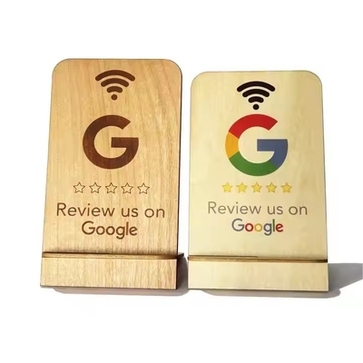 구글 리뷰 NFC 목재 스탠드 디스플레이 비즈니스 리뷰 스마트 NFC 목재 스탠드 레스토랑 와이파이 연결